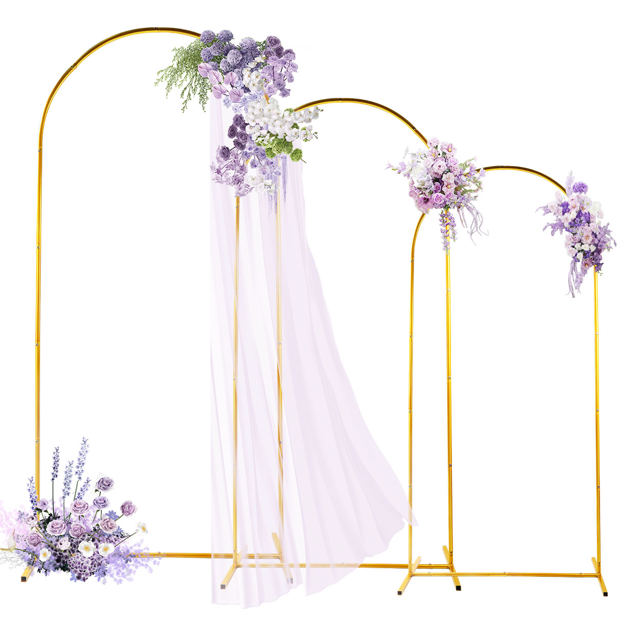 Balloon Arch Kit - 3-pack gouden metalen boogkits, verstelbare en