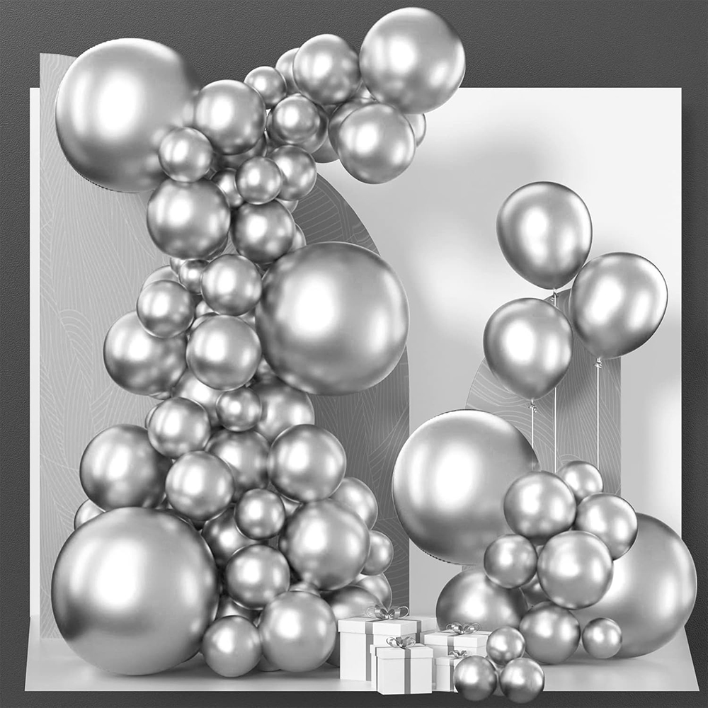 68 stuks metallic zilveren bal - Balloon Arch Kit recensie en prijs