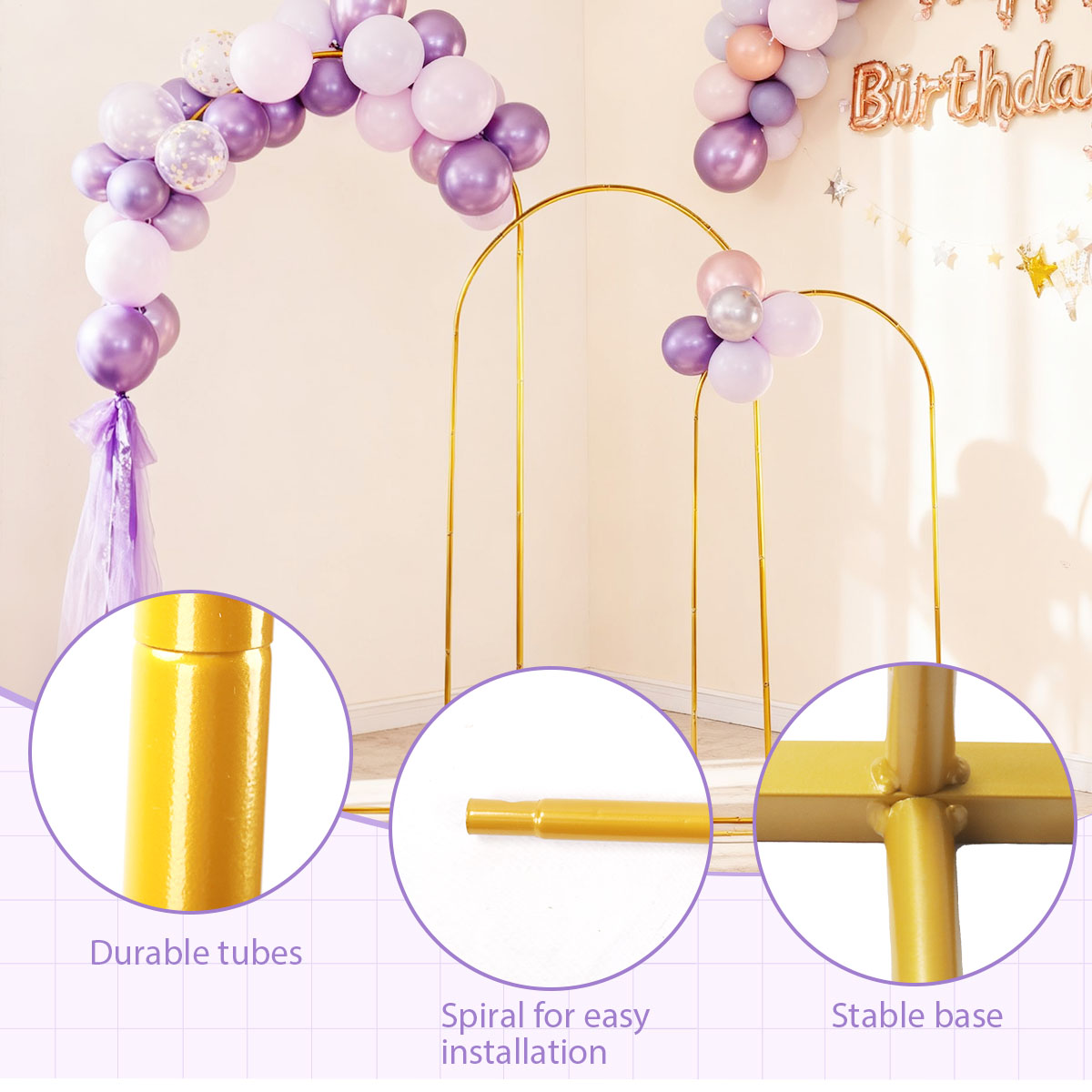 3-pack gouden metalen boogkits - Balloon Arch Kit recensie en prijs